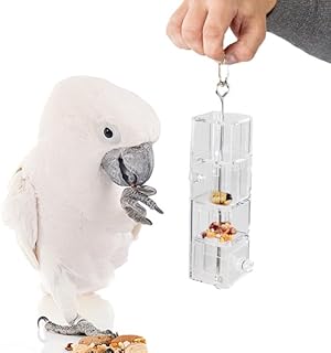HappyBird | Der FUTTOMAT mit 4 Futterfächern aus Acryl | Geschicklickeitstraining für Papageien