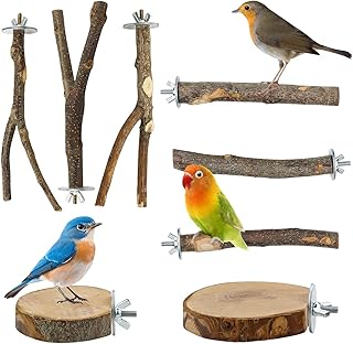 8 Stück Vogelspielzeug Naturholz Natur Sitzstangen Set Wellensittich Spielzeug Vogelkäfig Zubeh…