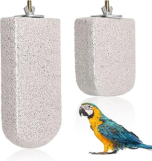 Vogel Sitzstange aus Mineralstein, 2 Stück, Natürliche Knabberstange, EIS-am-Stiel Design, Well…