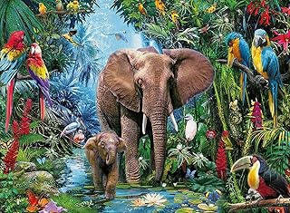 AveJoys Puzzle 1000 Teile Erwachsene Elefant Papagei & Regenwald 70 x 50 cm Puzzles für Erwachse…