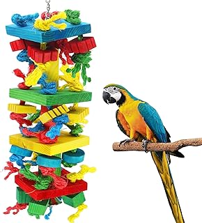 Vogel Papagei Kauspielzeug，Bird Block Knots Mehrfarbige natürliche Holzblöcke Reißspielzeug …