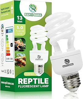 Reptilien UVB Lampe Terrarium, 13W UVA UVB Lampe 5.0, E27 Terrarium Lampen UV 150 für Schildkrö…