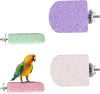 4er-Set Vogel Sitzstangen aus Mineralstein – Natürliche Knabberstangen für Wellensittiche –…