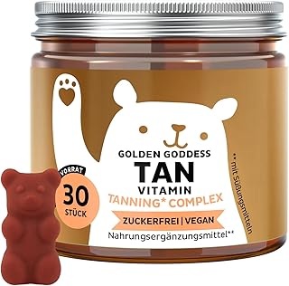 Golden Goddess Tan Gummies – Bräunungsbooster & Sonnenschutz – Lutein, Astaxanthin, Vitamin C, E…
