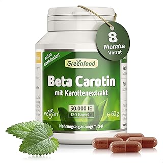 Beta Carotin, 50.000 i.E. (30 mg), 120 Vegi-Kapseln, hochdosiert – Vorstufe von Vitamin A (Augen,…