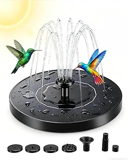 Solarbrunnen für Draussen, Solar Springbrunnen Teichpumpe für außen mit 7 Effekte, Solar Wasse…