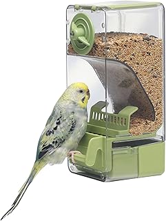 Automatischer Vogelfutterspender, Vogelkäfig-Futterspender mit Sitzstange für Wellensittiche, S…