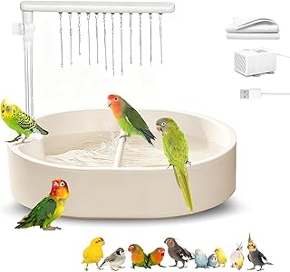 Parrot Vogelbadewanne mit automatischer Dusche, große Vogel-Duschfontäne für den Innenbereich …