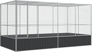 vidaXL Voliere mit Erweiterung Silber 418 x 207 x 212 cm Stahl