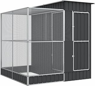 vidaXL Voliere mit Erweiterung Silber 209 x 203 x 216 cm Stahl