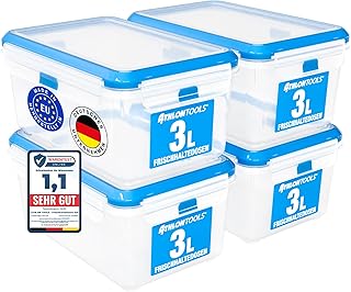 ATHLON TOOLS 4x 3L Frischhaltedosen-Set in Gastro-Qualität – 100% luftdicht und auslaufsicher -4…