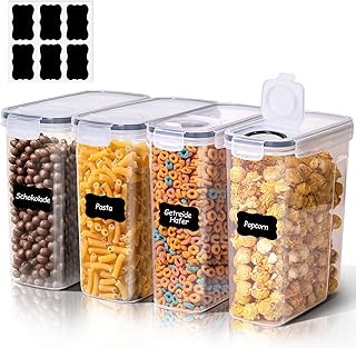 ComSaf Vorratsdosen mit Deckel Luftdicht 4L, 4er Müsli Aufbewahrung, Aufbewahrungsbox mit Deckel…