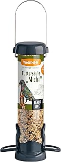 Vogel Futtersäule Black Line Michi – Vogelfutterspender & Futterstation für Wildvögel – 2 Sitz…