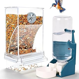 Automatischer Futterspender Vögel und Wasserspender, Vogelkäfig Zubehör Vogelfutterspender Tra…