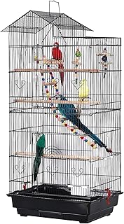 UISEBRT Vogelkäfig mit Käfigspielzeug – Großer Vogelhaus Vogelvoliere Metall Vogelbauer Käfig…
