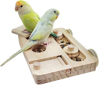Vögel Futtersuchpuzzle Holz, Interaktives Sittiche Futterspielzeug mit Lernfunktion zum Trainier…