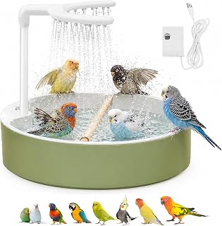 Vogeldusche Wellensittich, Doppelte Wellensittich Dusche mit Wasserfall & Zirkulierendem, 32x26cm…