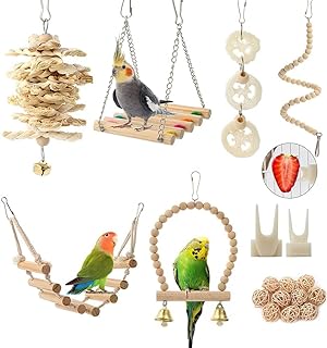 BBjinronjy Vogel-Papageien-Spielzeug, zum Aufhängen, 18 Stück, Vogelkäfig-Zubehör, Spielzeug,…
