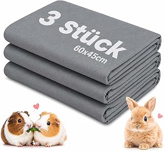 3 Stück 60×45cm Pipipads für Meerschweinchen, waschbare saugstarke PIPI Matte und Wiederverwen…