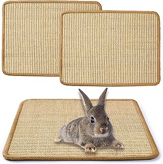 JanYoo 2 Stück Kratzmatte für Kaninchen 40x30cm, wiederverwendbar, Käfigeinlagen Meerschweinch…