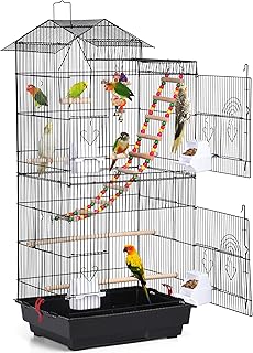 Yaheetech Vogelkäfig mit Vogelspielzeuge, Wellensittichkäfig Käfigspielzeug Nymphensittiche Fi…