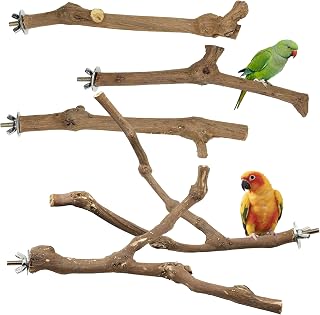 Naturholz Sitzstangen Set für Vögel, Papageien Sitzstangen aus Naturholz, Natürlicher Traubens…