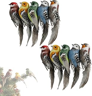 Deko Vögel Mit Clip, 10 Stück Mini Künstliche Federvögel Zum Aufhängen, Perfekt Für Garten …