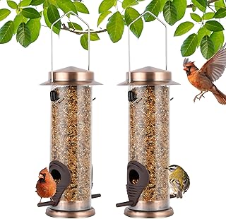 MIXXIDEA Futterspender für Wildvögel, aus Edelstahl, zum Aufhängen, für Garten, Hinterhof, Au…