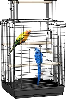 YRHome Vogelkäfig mit Dach zum Öffnen 40 x 40 x 58 cm Wellensittichkäfig Papageienkäfig mit F…