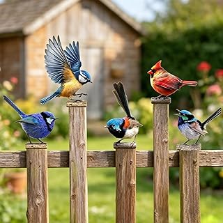 Gartendeko Bemalte Deko Vögel, Vögel Gartenstecker Metall Deko für Draußen Wetterfest, Drauß…