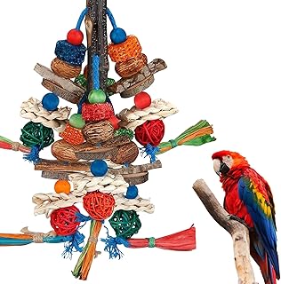 Papageienspielzeug Hängespielzeug, Vogelspielzeug Bunte Holzblock Kauen Maiskolben HängekäfigS…