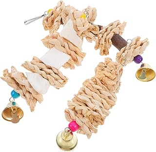 Toyvian 3Er-Set Papageienspielzeug Aus Natürlichem Stroh Sicheres Kauspielzeug Für Wellensittic…
