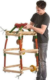 Java | Papageienspielzeug Gym-Tower XL – als Hängefreisitz für Papageienaus hartem Kaffeeholz