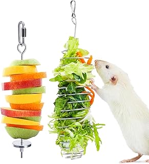 2 pcs Ratten Anreicherung Spielzeug, 304 Edelstahl Ratten Futterspielzeug für Obst Gemüse Halte…