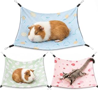 3 Stück Meerschweinchen Hängematte – Eisseide Doppelseitiges Meerschweinchen Bett, Sommer Haust…