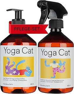 Yoga Cat Yogamatten Reinigungsset Desinfektion & Deep Cleaner 2X 500ml | Bio Pflege-Set: Desinfek…
