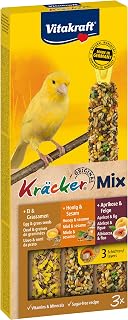 Vitakraft Kräcker Mix, Vogelsnack, Knabberstangen, mit Ei und Grassamen, mit Aprikose und Feige,…