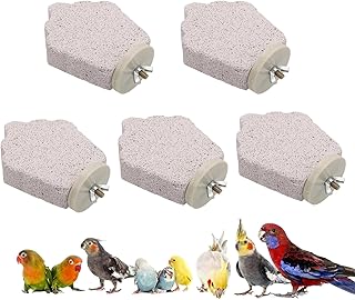 5 Stück Vogel Sitzstange aus Mineralstein, Wellensittich Sitzstangen Natürliche Knabberstange V…