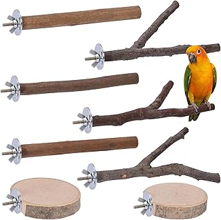 8pcs Holz Vogel Spielzeug Zubehör Kanarienvogel Holzstangen Vogelkäfig Sitzstangen Vogelstände…