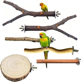 6pcs Teiliges Set Aus Natürlichen Holzelementen,Stück Natur Sitzstangen Set,Vogel Spielzeug Fü…