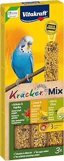 Vitakraft Kräcker Mix, Vogelsnack, für Wellensittiche, Knabberstangen, mit Kräutern und Paprik…