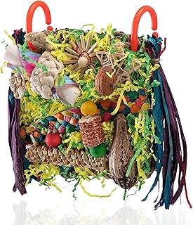 Vogelspielzeug aus Naturmaterialien, Futter- und Kauspielzeug für Wellensittiche Papageien Nymph…