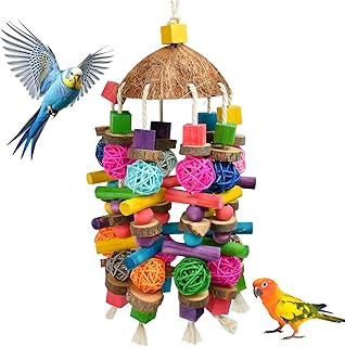 Vogelspielzeug für große Vögel Natürlich Papageienspielzeug 45x15cm Kauspielzeug Kokosnuss Ho…