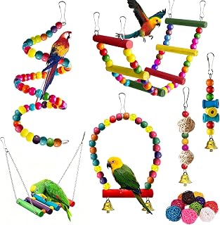 Vogel-Papageien-Spielzeug, zum Aufhängen, 16 Stück, Vogelkäfig-Zubehör, mit bunter Leiter, Sc…