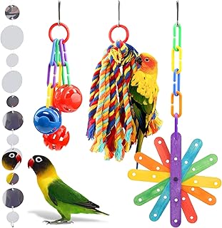 QUOZUO 4 Stück Vogelspielzeug, buntes Vogelkauen Wellensittich-Spielzeug, papageienspielzeug, Vo…
