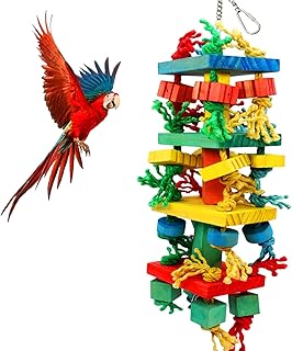 MQUPIN Vogel Papagei Kauen Spielzeug – Sittich Käfig Beißen Hängen Mehrfarbige Holzblöcke fü…