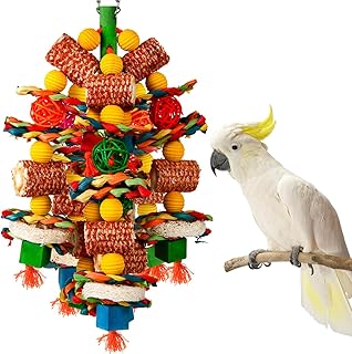 Vogelspielzeug für große Vögel, natürlicher Maiskolben und Luffascheiben, Kauspielzeug für G…