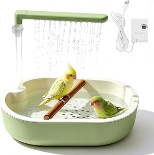 Vogeldusche Wellensittich, Vogel Badewanne mit Dusche, USB-betriebenes Vogelbad mit Wasserzirkula…