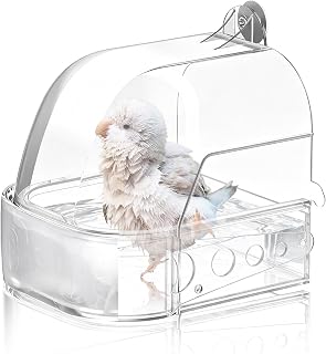 Vogeltränke für Käfig mit unterer Schublade, hängende Papageien-Badebox, 3-in-1 kleine bis mi…