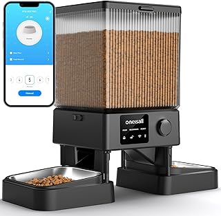 oneisall 5L Futterautomat Katze 2 Näpfe mit 5G/2.4G WiFi | Katzenfutter Automat, Einfache APP-St…